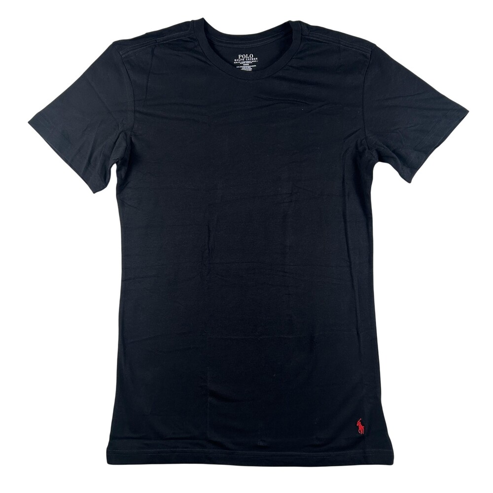 Polo Ralph Lauren Shirt Mens Medium Black Slim Fit Pony Logo Tee Tagless Cotton